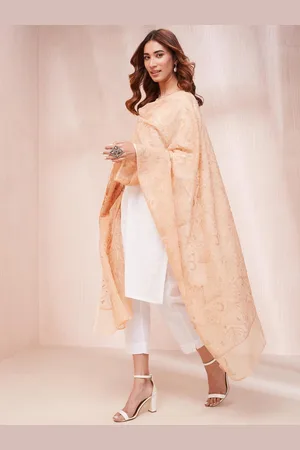 Fabindia Embroidered Sequinned Cotton Silk Dupatta