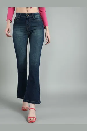 BAESD Women Cotton Bootcut Heavy Fade Mid Rise Stretchable Jeans