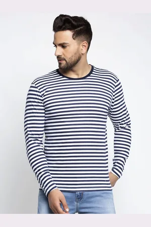 Friskers Men Black & cultured Striped Slim Fit T-shirt