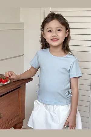 LULU & SKY Girls Striped Pockets T-shirt