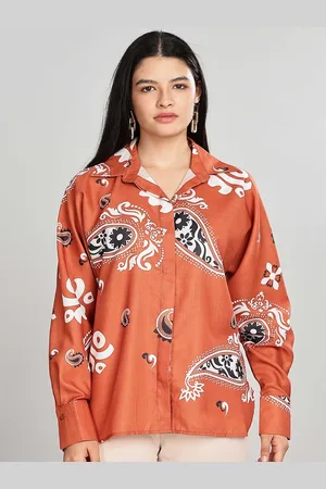 HERE&NOW Women Relaxed Fit Spread Collar Floral Printed Cotton Casual Shirt