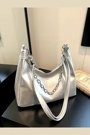 Stylecast Silver-Toned Structured Shoulder Bag
