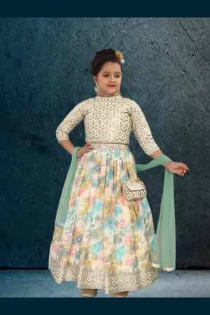 BAESD Girls Printed Ready to Wear Lehenga & Blouse With Dupatta