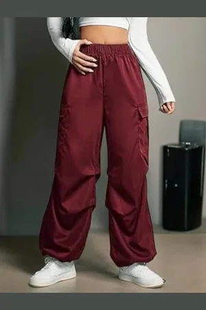 BAESD Women Comfort Loose Fit Mid-Rise Flat-Front Trousers