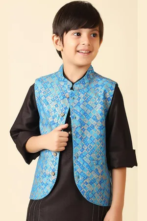 Fabindia Boys Geometric Printed Nehru Jacket