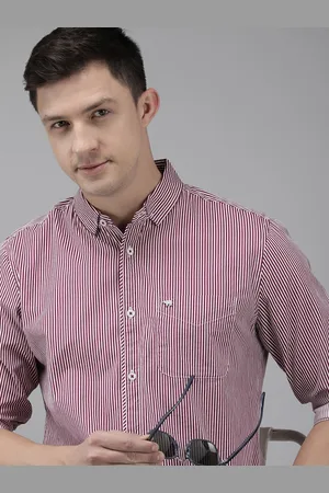 The Bear House Men Maroon Slim Fit Striped Casual Shirt
