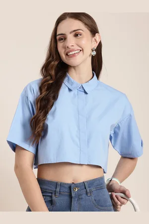 HERE&NOW Boxy Pure Cotton Crop Casual Shirt