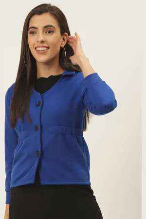 Belle Women Blue Fleece Lightweight Tailored Jacket