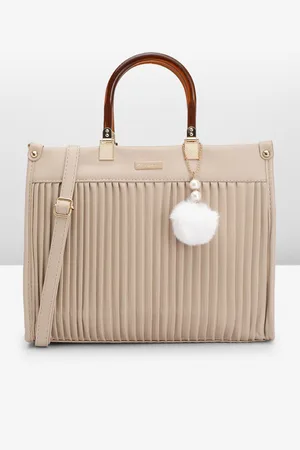 Mast & Harbour Structured Self Striped Handheld Bag