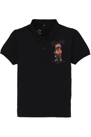 Status Quo Boys Printed Polo Collar Applique T-shirt