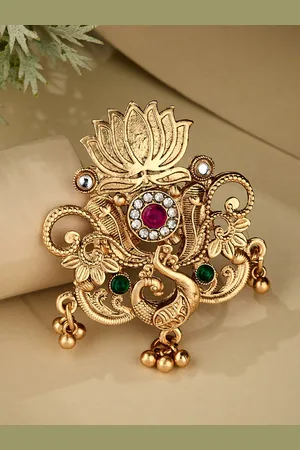 ATIBELLE Gold Plated Kundan Stone Studded Finger Ring