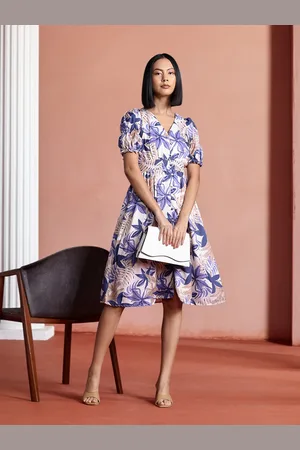 all about you Floral Print Puff Sleeve Fit & Flare Dress