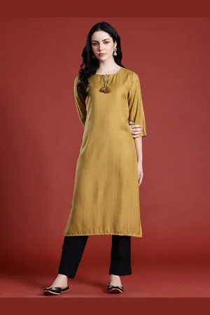 Anouk Tie-Up Neck Striped Kurta