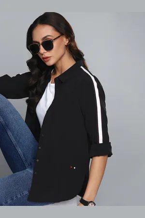 HARVARD Women Black Solid Casual Shirt