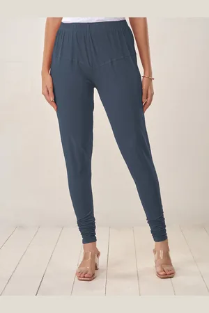 Lyra Women Blue Solid Churidar-Length Leggings
