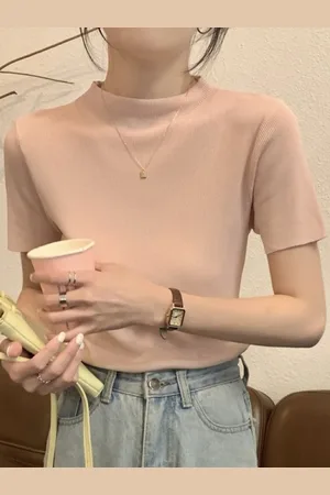 HERE&NOW Women Round Neck Short Sleeves Top