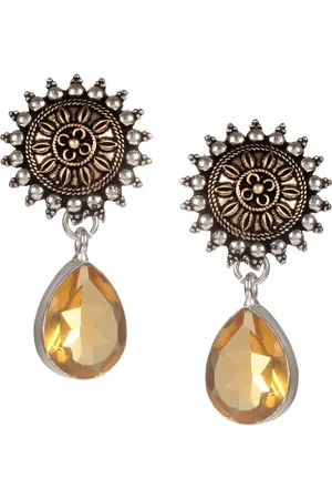 Bamboo Tree Jewels Yellow Teardrop Shaped Studs