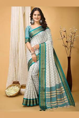 HERE&NOW Ethnic Motifs Zari Pure Cotton Banarasi Saree