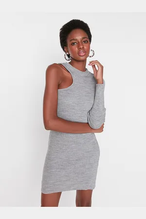 Trendyol Grey One Shoulder Bodycon Dress