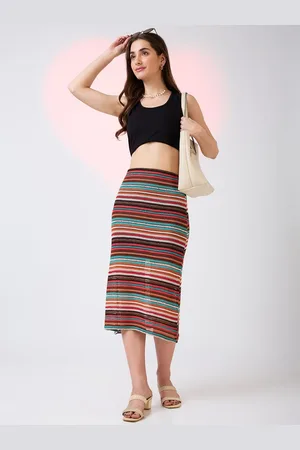 Globus Striped Crochet Midi Skirt