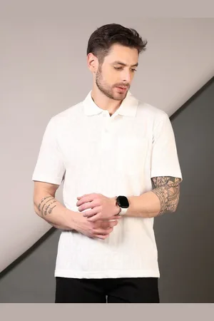 V-Mart Men Typography Printed Polo Collar Cotton T-shirt