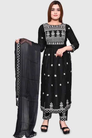 Moda Rapido Women Floral Embroidered Regular Thread Work Kurta with Trousers & With Dupatta