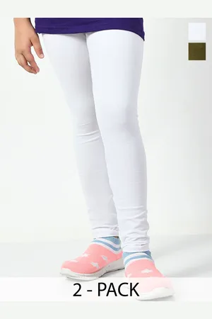KAYU Girls Pack Of 2 Solid Mid-Rise Ankle-Length Leggings