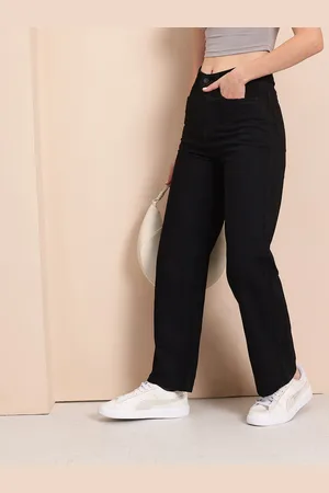Mast & Harbour Women Straight Fit High-Rise Stretchable Jeans