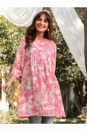 Janasya Mandarin Collar Printed Tunic