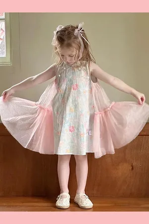 LULU & SKY Girls Floral Print A-Line Dress