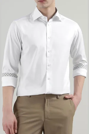 Eton Men Slim Fit Spread Collar Solid Cotton Casual Shirt
