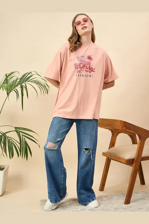 Mast & Harbour Women Printed Drop-Shoulder Sleeves T-shirt