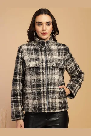 Gipsy Women Checked Polyester Crop Tailored Jacket
