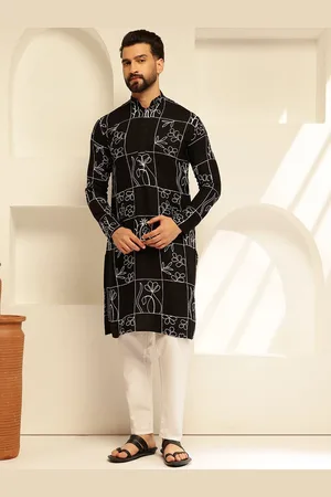 SOJANYA Floral Embroidered Mandarin Collar Thread Work Cotton Silk Straight Kurta