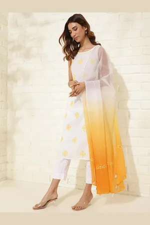 Fabindia Ombre Dyed Thread Work Cotton Silk Dupatta