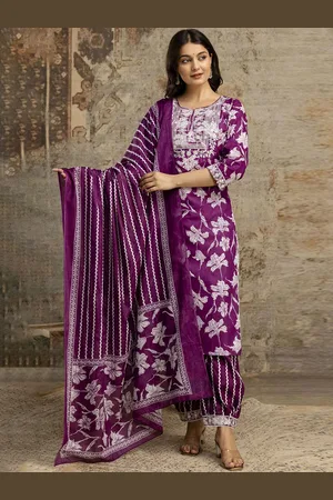 Moda Rapido Women Embroidered Regular Pure Cotton Kurta with Dhoti Pants & With Dupatta