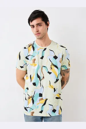 SPYKAR Men Abstract Printed Round Neck Cotton Slim Fit T-shirt