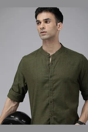 Roadster The Life Co. Men Band Collar Pure Cotton Casual Shirt