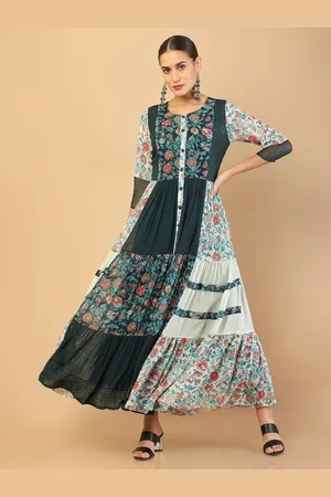 Soch Fluorescent Green & White Floral Maxi Dress