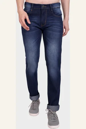 Mast & Harbour Men Navy Blue Micheal Slim Fit Heavy Fade Stretchable Jeans