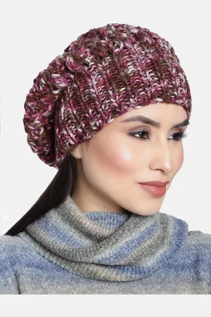 Magic Needles Women Pink & Brown Woollen Handknitted Beanie