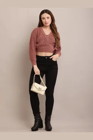 NoBarr Women Open Knit V-Neck Front-Open Sweater