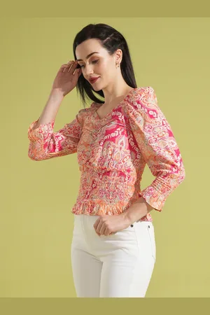 Globus Women Floral Printed Sweetheart Neck Top