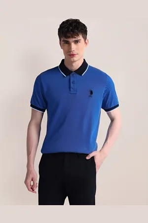 U.S. Polo Assn. Men Solid Polo Collar Cotton Slim Fit T-Shirt
