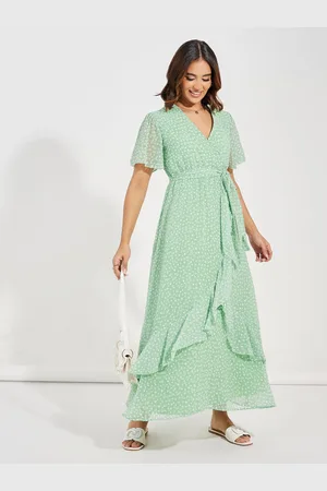Styli Women V-Neck Polka Dot Printed A-line Maxi Dress