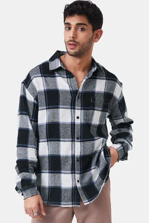 The Souled Store Men White Checked Pure Cotton Casual Shirt