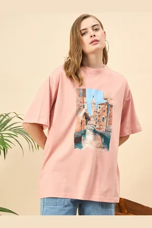 Mast & Harbour Women Printed Drop-Shoulder Sleeves T-shirt