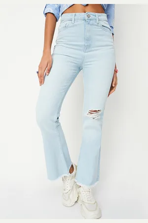 Max Collection Women High-Rise Light Shade Low Distressed Non Stretchable Pure Cotton Jeans