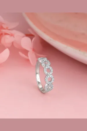 GIVA 925 Sterling Silver Rhodium-Plated Cubic Zirconia Studded Finger Ring