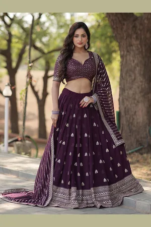 Ethnic Yard Embroidered Semi-Stitched Lehenga & Unstitched Blouse With Dupatta